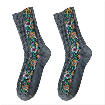 2020 jesenné a zimné Nové retro súd etnický štýl vzor pančuchy osobné bavlnené ponožky 5 párov/kus