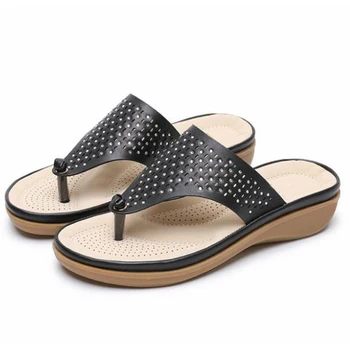MVVJKE Nové letné sandále ženy tangá otvorené prst kamienkami duté žena pláže topánky bežné dámy ploché švy papuče