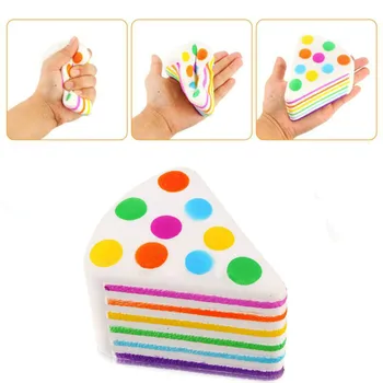Mskwee 10 CM Trojuholník Rainbow Cake Rozmliaždeniu Kawaii Pomaly Rastúce Jumbo soft Cake Squishes Anti-stres PU Hračky pre Deti, dospelých