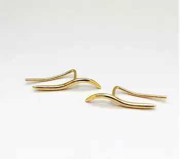 Nový Silver Farba Malé Vlny Line Stud Náušnice pre Ženy Muž Minimalistický Clamber Earings Módne Šperky boucle d'oreille