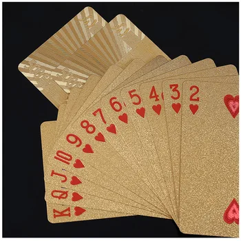 Darček Poker Zlaté Hracie Karty, Nastaviť Vodotesná Plastová Čierna Farba, Pokrové Karty Klasické Magické Triky Nástroj Poker Hry Poker Sada