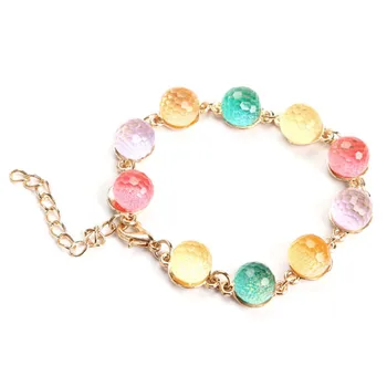 Elegantné Rainbow Candy Farby Crystal Korálky Náramok Náramok Rovnátka Čipky Reťazca TT@88