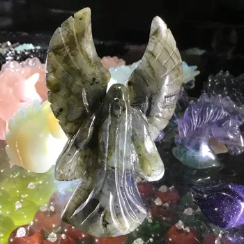 Prírodný Drahokam rezbárstvo koradji labradorit kameň čarodejnice socha pre domáce dekorácie
