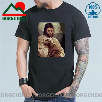 GorgeHike Ježiš Raptor T shirt mužov Trendov najpredávanejších Populárne Tee tričko Zábavné Ježiš Objatie Dinosaura T-shirt Dino Svete Topy Tees