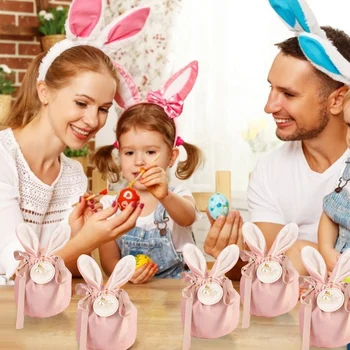 Veľkonočný Darček Taška Bunny Ear Candy Balenie Vrece Svadobné Party Láskavosti