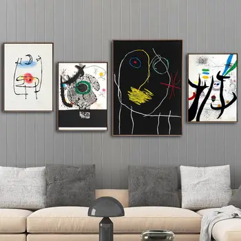 Maliarske Plátno Vytlačí Domova Wall Art Modulárny Španielsky Joan Miro Obrázky Akvarel Nordic Štýl Plagát Pre Deti Izba