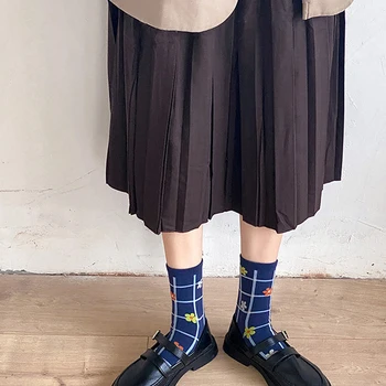 Ponožky Nové Streetwear Roztomilý Kvet Bavlny Ženy, Dievčatá Japonský Prúžok Kórejský Harajuku Štýl Kawaii Ponožky Jeseň Zima Pančuchový Tovar