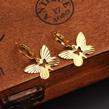 Zlatá farba Afrike Drop Visieť Motýľ Náušnice Drop Shipping Fashion, DIY Príslušenstvo Hmyzu Šperky Pre Ženy, dievčatá darček