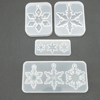 DIY Zrkadlo Crystal Epoxidové Snowflake Príslušenstvo, Perforované Prívesok, Silikónové Formy, Ručne vyrábané Šperky Epoxidové Plesní