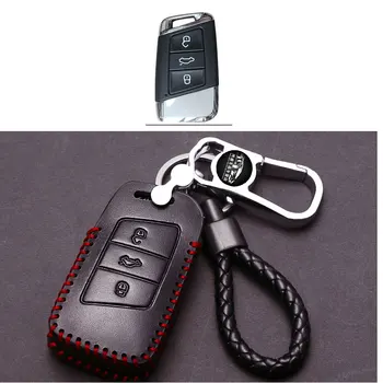 Kožené Kľúča Vozidla Kryt Prípade vhodné Na VW Polo, Golf 4 5 6 7 Passat B6 B5 T5 Kľúč, Kryt S Kľúčom Key Portect