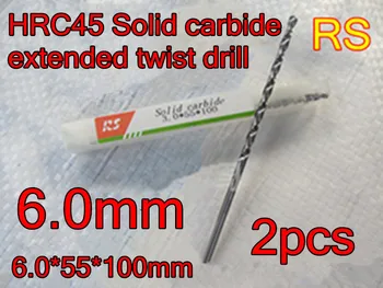 6.0*55*100 mm 2 ks/set HRC45 Vysokej kvality karbidových rozšírené twist vŕtať doprava Zadarmo