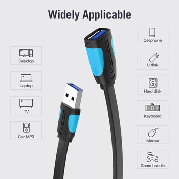 Vencie USB 3.0 Kábel, Super Rýchlosť USB2.0 Predlžovací Kábel Mužov a Žien 0,5 m 1m 1,5 m 2m 3m USB Sync Dátový Prenos Extender Kábel