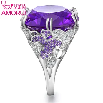 Luxusné Fialová Crystal Krúžok Ladies Dámske Láska Srdce Kubických Zrconia Prírodného Kameňa CZ Snubné Prstene pre Ženy Šperky 5-12