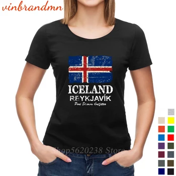 Island vlajka Módne Tričká Vlasteneckej dizajn Vlajky dámske Tričko Bavlna Tričko Bavlna, Krátky Rukáv, Unisex Pohode T-shirt XS-3XL