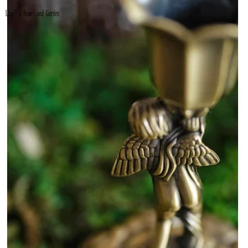 Anjel dizajn antique brass pilier svietnik