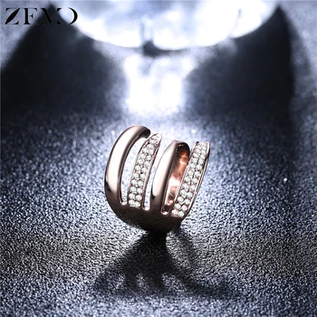 ZEMO 2019 Nový Dizajn Rose Gold Pazúr Tvar Otvoriť Krúžky Klasické Svadobné Šperky pre Ženy Vintage Crystal Prst Prsteň Pásma