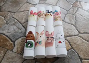 Cartoon zvierat králik ošípaných Ručne farbené handričkou Digitálne potlačené tkaniny Ručné DIY patchwork plátno Bavlnené obliečky textílie 12X12 cm 8pcs