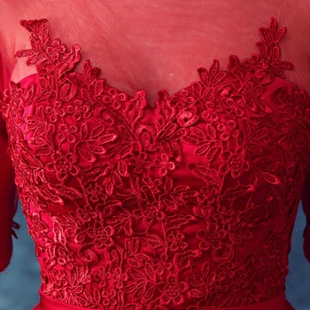 2017 nový príchod zásob materskej plus veľkosť svadobné šaty tehotné večerné šaty tmavo červenej krajky sexy hafl rukáv dlhý jednoduché 9601q