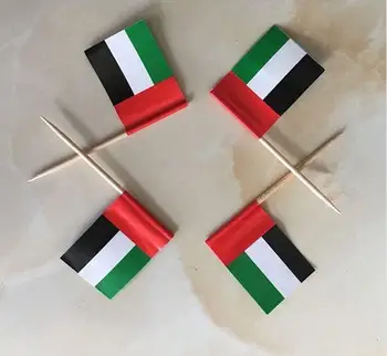 Mini Spojené Arabské Emiráty Vlajky, Papierové Potravín, Tipy Na Večeru Koláč Špáradlá Cupcake Dekorácie Ovocie, Tyčinky Na Koktail Party Dodávky