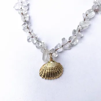 Boho kryštál kremeňa 24K korálky náhrdelníky pre ženy prírodné Cowrie Škrupiny seashell kúzlo GADI náhrdelník femme 2019 nové