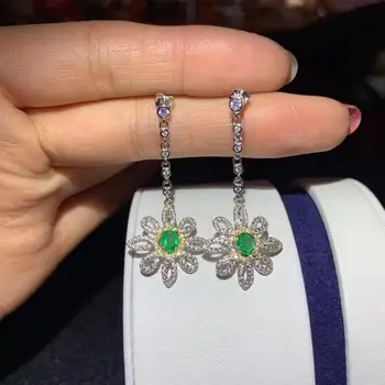 Nádherné zelené emerald drahokam stud náušnice ženy strieborné šperky skutočný prírodný klenot 925 sterling silver girl date strana darček