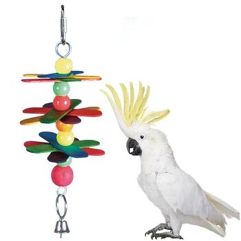 Nový Príchod Drevené Zvieratko Vták Papagáj Parakeet Kvet Perličiek Bell String Zavesenie Klietky Dekor Hračka