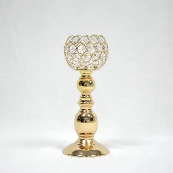 Gold Crystal Tealight svietniky Svietnikov Stojan na Svadobný Stôl Centerpieces Domáce Dekorácie Vianoce