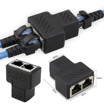 1 Na 2 Spôsoby, ako RJ45 Plug Splitter LAN Ethernet Sieťový Kábel Dvojitý Konektor Adaptéra Splitter Extender Pre Notebook Dokovacie Stanice