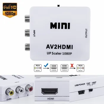RCA-HDMI Mini 1080P RCA Kompozitný CVBS, AV HDMI Video Audio Converter Adaptér Podpora PAL, NTSC3.58, NTSC4.43, SECAM, PAL