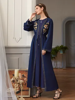 Islamské Oblečenie Abaya Šaty Žien Dubaj tureckej Moslimskej Marocký Kaftan Dlhé Šaty, Krajky-up Kimono Hidžáb Vestidos Kimono Jubah Nové