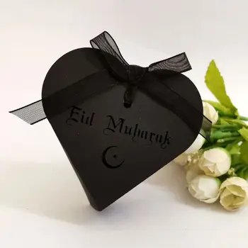 25pcs Láska Srdce Bonboniéra So Stuhou Šťastný Eid Mubarak Ramadánu Party Dekorácie DIY Darčekové Krabice 5 Farieb