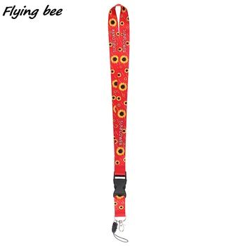 Flyingbee Svetlo Ružové Krk Slnečnice Kreatívne Maľovanie na Kľúč Reťazca ozdobná šnúrka na uniforme Pre Tlačidiel Telefónu ID Karty Laná X1166