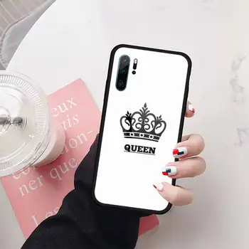 Kráľ, Kráľovná Koruny Telefón Prípade Tvrdeného skla pre Huawei Honor 7A 8X 9 10 V10 Mate 10 20 pro lite
