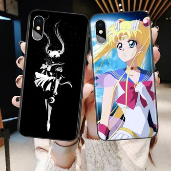 Anime SailorMoon Silikónové Telefón puzdro Pre Apple IPhone 12 Mini 11 Pro XS Max X XR 6S 6 7 8 Plus 5S Mäkké Čierny Matný Kryt