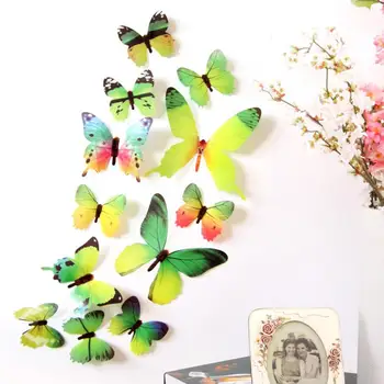 12Pcs Roztomilý Motýľov Samolepky na Stenu PVC 3D Butterfly Nálepky Fashion Art Obtlačky Izba Wall Art Nálepky, Etikety Domáce Dekorácie