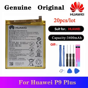 20pcs/veľa Batérií HB376883ECW Pre Huawei P9 Plus VIE-L09 VIE-L29 VIE-AL10 Originálne Li-ion Bateria 3400mAh akku +Nástroje