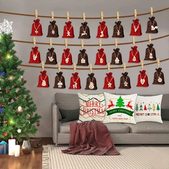 Vianočné Odpočítavanie Kalendár Taška pre Vyplnenie DIY Adventný Kalendár Set so Šnúrkou Resusable na Vianoce MDJ998