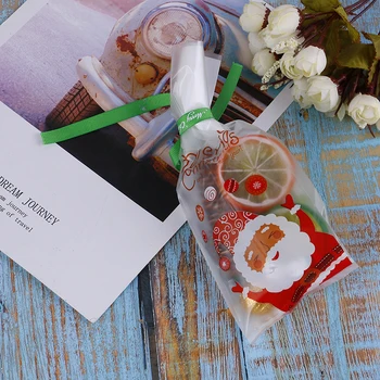 50pcs Santa Vianočné Darčekové Tašky Plastových obalov Pečieme Cookie Biscuit Candy Bag Darčeky pre Xmas Party Dekorácie, Remeselné Nové Tašky