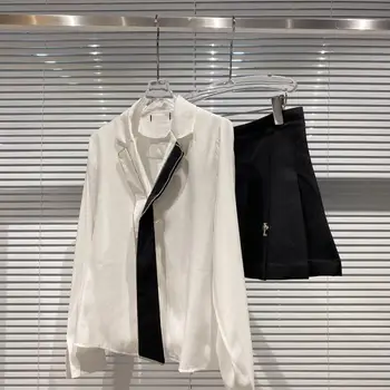 Nový Web celebrity na jeseň diamond okraji kontrast farby, kravatu tričko JK sukne skladaná sukňa vyhovovali žena znak