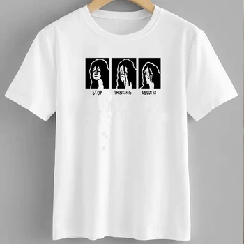 Prestať Premýšľať O tom, Kreslenie T-Shirt Ženy Unisex Tumblr Grunge Móda Tlačené Tee Harajuku Štýl 90. rokoch Biele Tričko Topy Tees