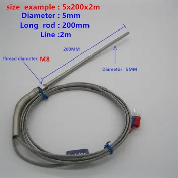Vysoko kvalitnej Nerezovej Ocele Sonda Regulátor Teploty Snímač K Termočlánok Typu Trubice s 2m Kábel Drôt 0-400 C K typu