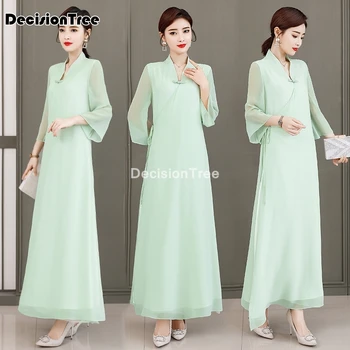2021 čínske šaty čínsky qipao šaty cheongsam orientálne šaty elegantné šaty žien guzheng cheongsam šaty
