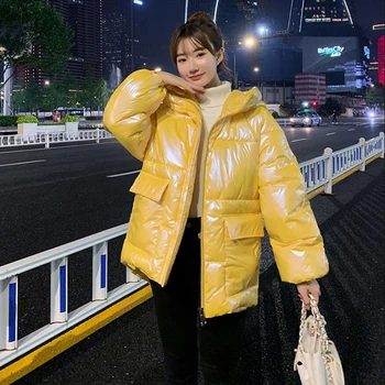 2020 Nové Módne dole bavlna zimná bunda Ženy Voľné kórejský krátky s Kapucňou Parkas Kabát žena kvalitný Hustý teplý Kabát