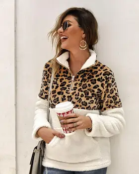 Horúce výbuchu modely 2020 jesenné a zimné nové dlhým rukávom bežné fashion street leopard Hoodies