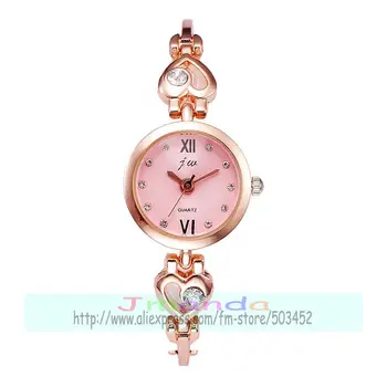 100ks/veľa jw-8344 eleganciu farba dial srdce dizajn lady náramok hodiniek zábal quartz mini pás bežné náramkové hodinky veľkoobchod hodiny