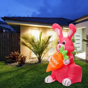 1.2 M Nafukovacie Veľkonočné Králik Bábika Veľkonočné Dekorácie Pre Domov Svetelný Nafukovacie Bunny Podržte Mrkva Vonkajšie Záhradné Ozdoby