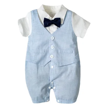 Baby Boy Oblečenia Na Narodeniny Dieťa Romper Strany Nosenie V Lete Gentleman Bavlna Krátky Rukáv Jumpsuit Novorodenca Oblečenie 1 Rokov