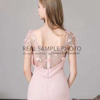 Ružová Mäkké Satin Večerné Šaty s Lištovanie Kvet Ženy Časť Večerné Šaty výrobnú Cenu Real Foto