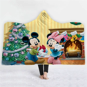 Vianočné Deka Mickey Mouse s Kapucňou Deka Flanelové Plyšové Deka Gauč/posteľ/planeTravel Detí, Vianočné Dekorácie pre Domov