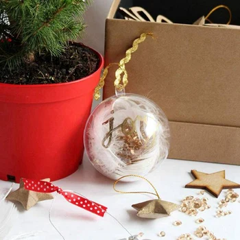 24 Gule dávky/Šarže DIY 70 mm Strom Vianočné Závesné Gule Transparentné Loptu Priehľadné Plastové Plnené Loptu Ornament